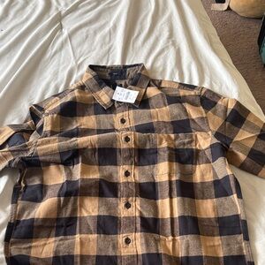 J. Crew Black and Tan Checkered Flannel, slim fit